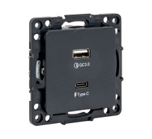 EKF PROxima Стокгольм Черный Розетка с 2USB type A+C.