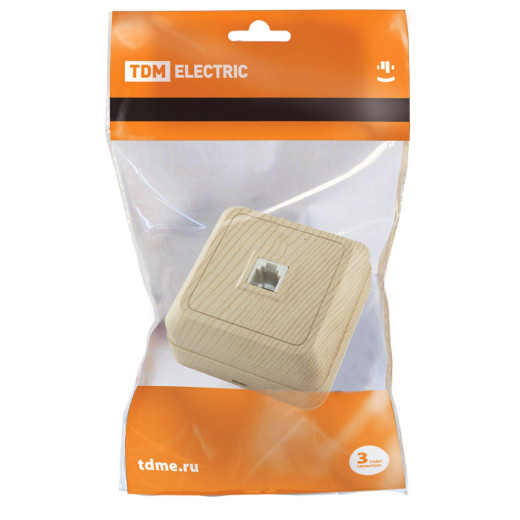 Розетка TФ (RJ-11) открытой установки IP20, сосна 