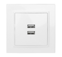 EKF Basic Минск Белый Розетка USB 2-ая, 2,1А, СП.