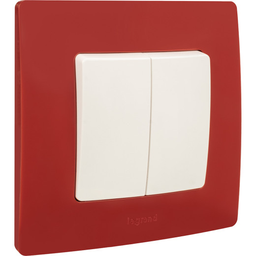 Выключатель двухклавишный - Legrand Etika - 10А 250В безвинтовые зажимы - белый