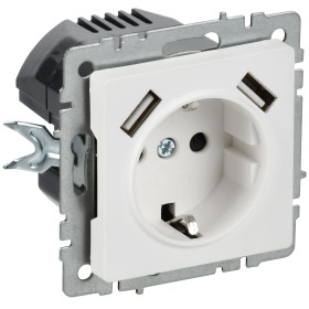 IEK BRITE Роз. с з/к/ш 16А с USB A+A 3,1А РЮш10-2-БрАБ а/б