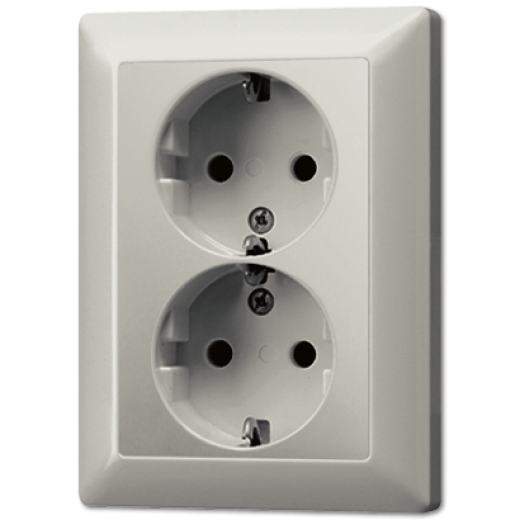 Штепсельная розетка SCHUKO 16A 250V~ сдвоенная, благородная сталь