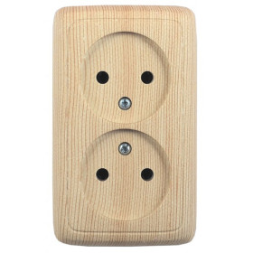 Hegel Альфа наруж Сосна РА16-143-02 Розетка двойная с изол. пластиной (250В, 16А)