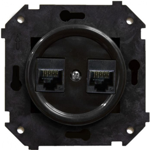 Розетка  BIRONI компьютерная RJ45 CAT.5е,  двойная (накладка на механизм и крепежный шуруп в комплекте)