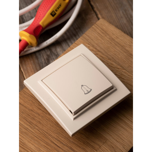 Минск Кнопка звонка СП, 10А, бежевый EKF