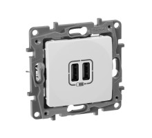 Legrand Etika Белый Розетка USB 2-ая 240В/5В 2400мА.