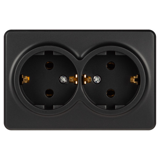 Розетка ЭРА Эксперт 11-2205-05 двойная с заземлением 2х2P+E Schuko IP20 16A-250В ОУ антрацит