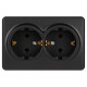 Розетка ЭРА Эксперт 11-2205-05 двойная с заземлением 2х2P+E Schuko IP20 16A-250В ОУ антрацит