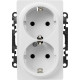 Valena LIFE.Силовая розетка двойная 2х2К+З 16А 250В с лицевой панелью.С защитными шторками.Безвинтовые зажимы.Белая