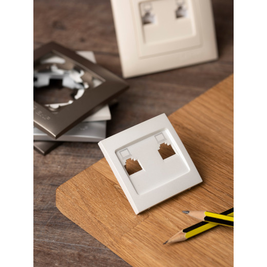 Валенсия лицевая панель розетки RJ-45 2-местная кашемир EKF PROxima