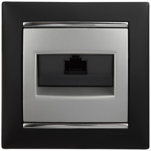 Розетка компьютерная RJ45 категория 6 UTP - Legrand Valena - с захватами - алюминий