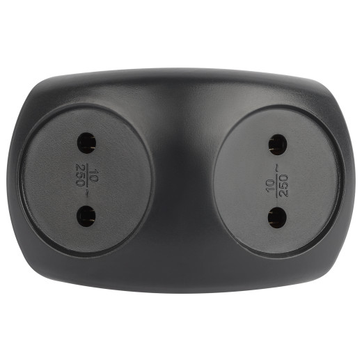 Разветвитель электрический ЭРА SPx-2-B на 2 розетки без заземления 10А черный