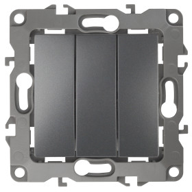 ЭРА 12-1107-12 Выключатель тройной, 10АХ-250В, IP20, Эра12, графит (10/100/2500)