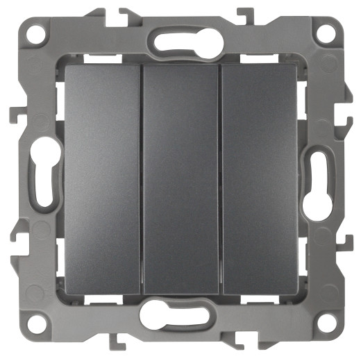 12-1107-12 ЭРА Выключатель тройной, 10АХ-250В, IP20, Эра12, графит (10/100/2500)