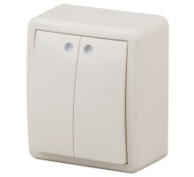 ЭРА Выключатель Эксперт 11-1205-02 двойной с подсветкой 10АХ-250В IP20 ОУ слоновая кость