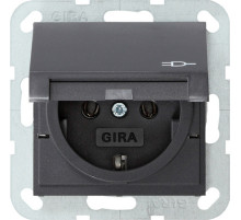 Gira S-55 Антрацит Розетка с/з с крышкой