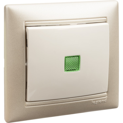 Выключатель одноклавишный с подсветкой - Legrand Valena - 10А 250В схема 1L безвинтовые зажимы - белый