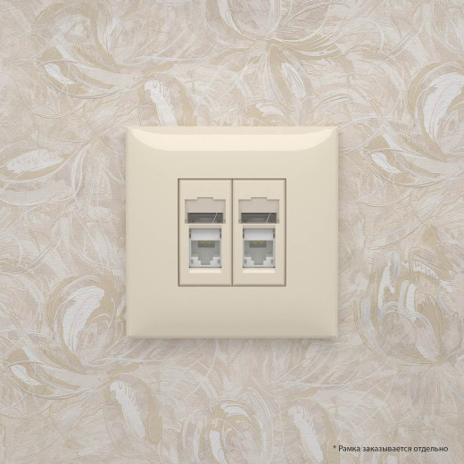 Компьютерная розетка RJ-45 в стену, кат.6 двойная, Avanti, ванильная дымка