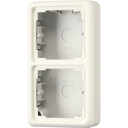 Коробка 2-кратная, накладная, с рамкой, слоновая кость