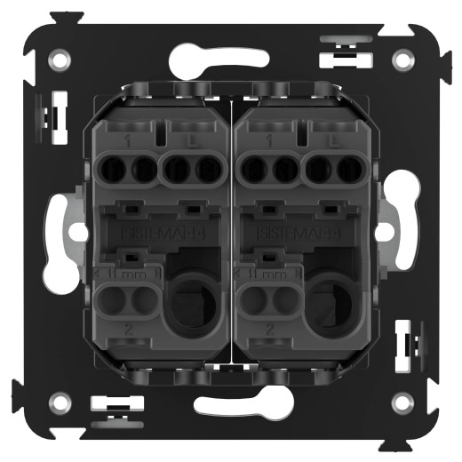 Выключатель двухклавишный в стену, Avanti, закаленная сталь