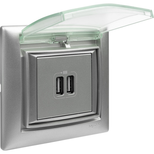 Рамка IP44 влагозащищённая c крышкой - Legrand Valena - алюминий