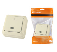 TDM Переключатель на 2 направления 1-кл открытой установки с подсветкой IP20 10А, сл. кость 