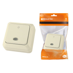 TDM Переключатель на 2 направления 1-кл открытой установки с подсветкой IP20 10А, сл. кость 