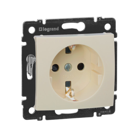 Розетка с заземлением - Legrand Valena - со шторками 16А 250В винтовые зажимы - слоновая кость