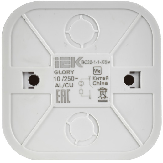 GLORY Выключ. 1-кл. с инд. о/у 10А ВС20-1-1-ХБм бел. м. IEK
