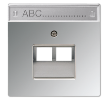JUNG LS 990 Блестящий хром Накладка 2-ой наклонной ТЛФ/комп розетки с полем для надписи