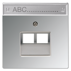 JUNG LS 990 Блестящий хром Накладка 2-ой наклонной ТЛФ/комп розетки с полем для надписи
