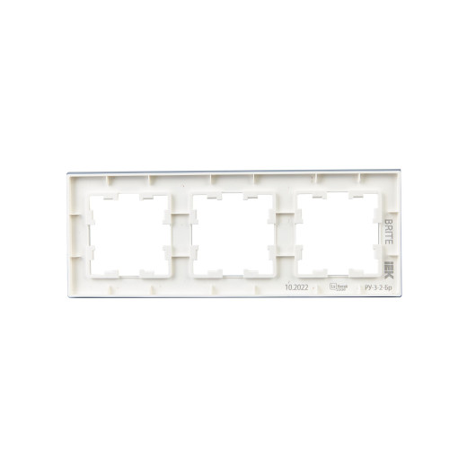 BRITE Рамка 3-мест. РУ-3-2-Бр стекло бел. матовый IEK
