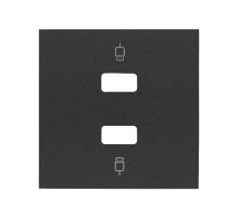 Simon 100 Черный матовый Накладка розетки 2xUSB