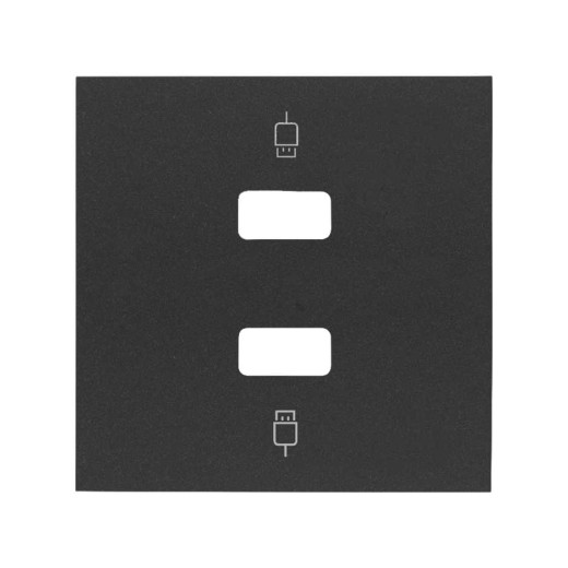 Simon 100 Черный матовый  Накладка розетки 2xUSB