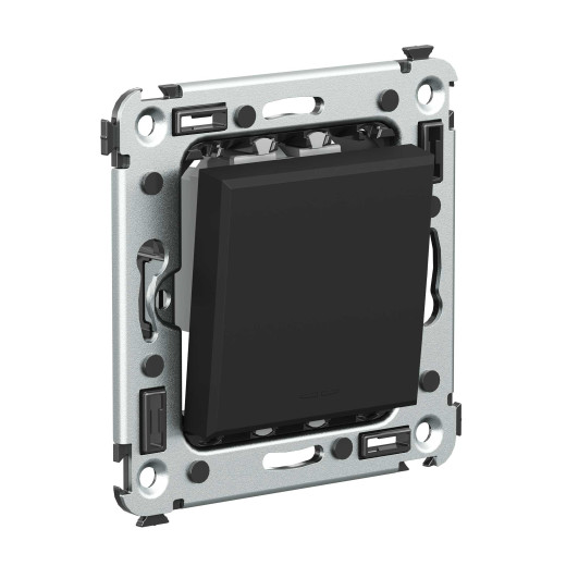 Инвертор одноклавишный в стену, Avanti, черный матовый