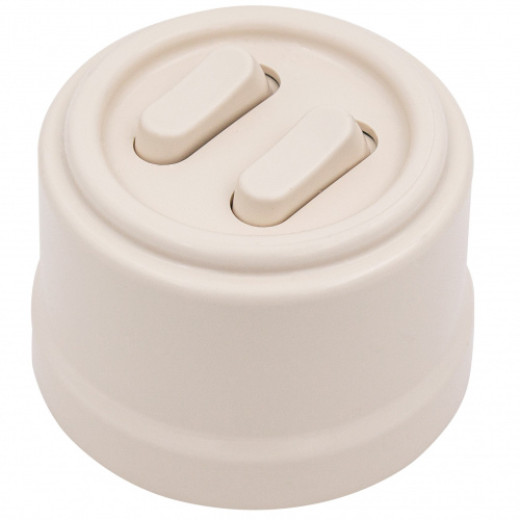 Лизетта Пластик Песочное золото Выключатель 2-кл