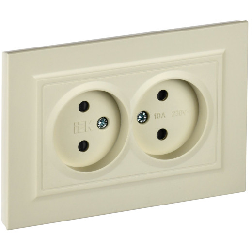 BRITE Роз. 2-я без з/к с з/ш 10А в сб. РСш12-2-БрКр беж. IEK