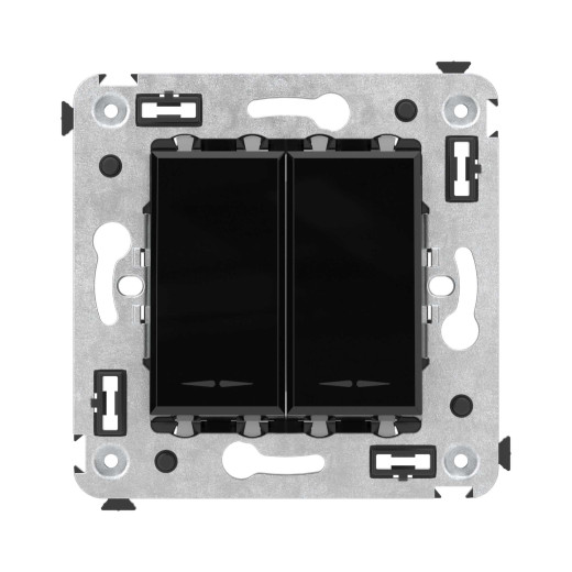Кнопка двухклавишная в стену, Avanti, черный квадрат