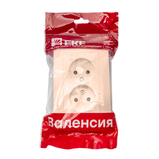 Валенсия розетка 2-местная б/з 10А кремовая с защ. штор. EKF PROxima