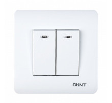 CHINT 2-клавишный проходной выключатель с LED-подсветкой 10А 250В