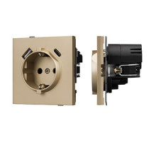 Arlight Механизм розетки с USB зарядкой SCT-TENDO-MUAC-SFPL-GD (230V, 16A) (-)