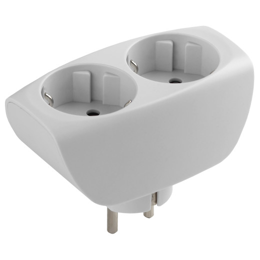 Разветвитель электрический ЭРА SP-2e-W на 2 розетки с заземлением со шторками 16А белый