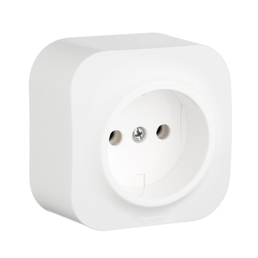 Розетка без заземления - Legrand Quteo - без шторок IP20 16А 250В винтовые зажимы накладной монтаж - белый
