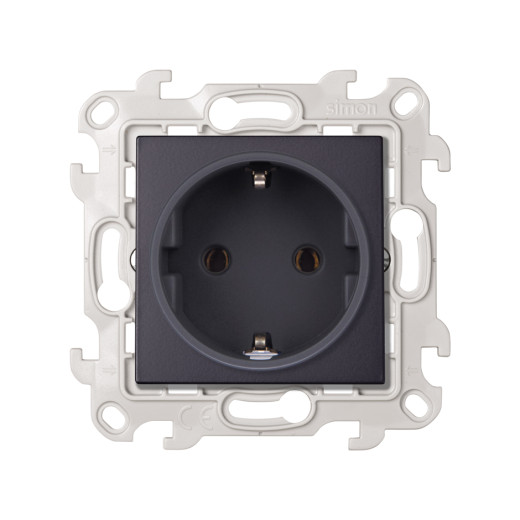 Розетка 2К+3 Sсhuko без защитных шторок, графит