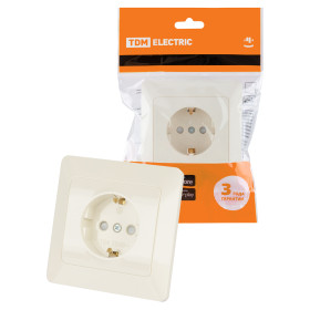 TDM Розетка 2П+З с защ. шт. 16А 250В сл. кость 