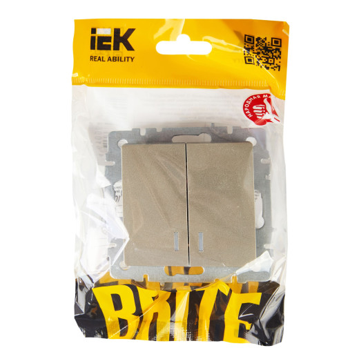 BRITE Выключ. 2-кл. с инд. 10А ВС10-2-1-БрШ шамп. IEK