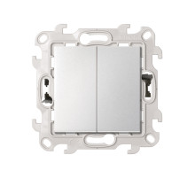 Simon 24 Алюминий Двухклавишный выключатель 10AX 250В~ с системой Push&Go