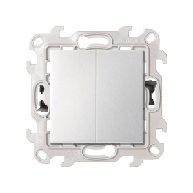 Simon 24 Алюминий Двухклавишный выключатель 10AX 250В~ с системой Push&Go