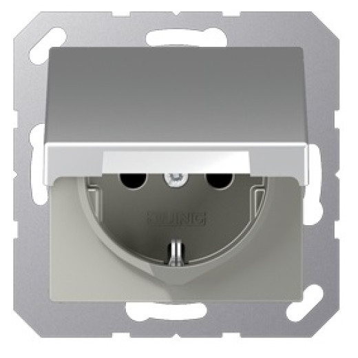 Розетка SCHUKO® с крышкой, термопласт, алюминий