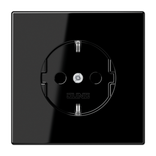 Штепсельная розетка SCHUKO 16А / 250В с защитными шторками, пружинные зажимы, дюропласт, черный, LS990